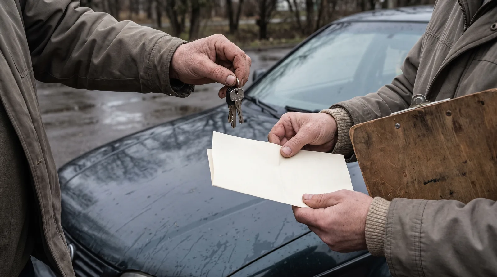 Car keys handed over after a purchase