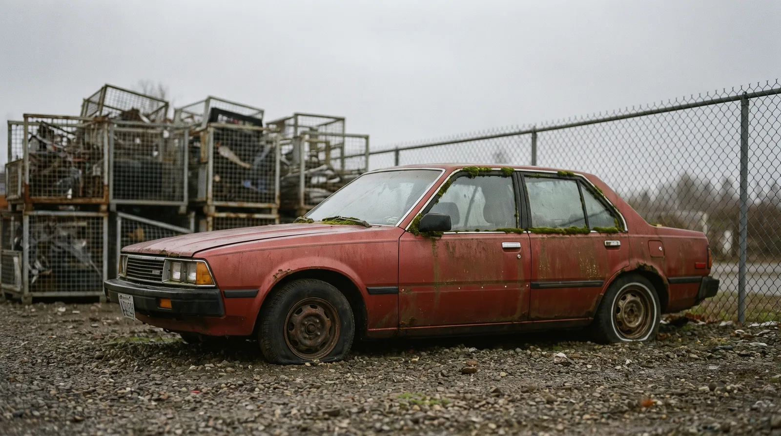 Vieille voiture en fin de vie
